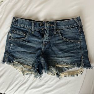Free People high waisted distressed denim shorts